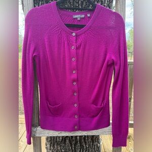 Vince Magenta Cashmere Button Front Cardigan